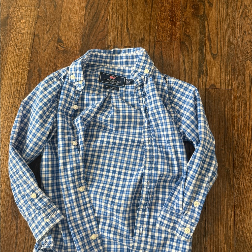Vineyard Vines Blue and White Plaid Shirt